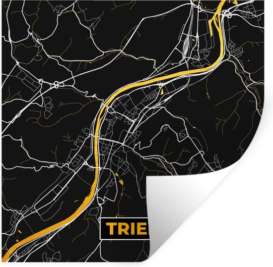 Stickers muraux - Black and Gold et Or - Plan de la ville - Trèves - Allemagne - Carte - Carte - 100x100 cm - Feuille adhésive XXL