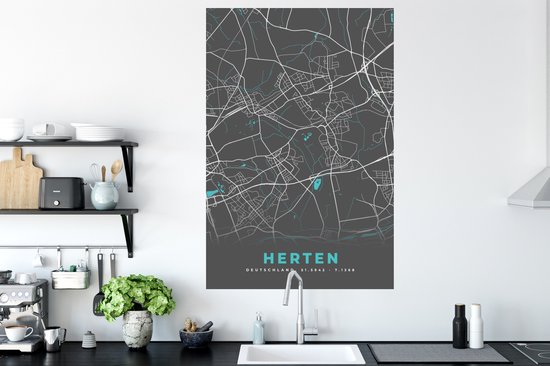 Stickers muraux - Cerf - Plan de la ville - Blauw - Carte - Plan de la ville - Carte - Allemagne - 80x120 cm - Feuille adhésive