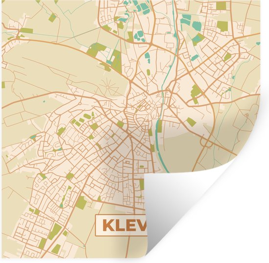 Stickers Stickers muraux - Kleve - Vintage - Carte - Plan de la ville - Plan d'étage - 100x100 cm - Feuille adhésive XXL