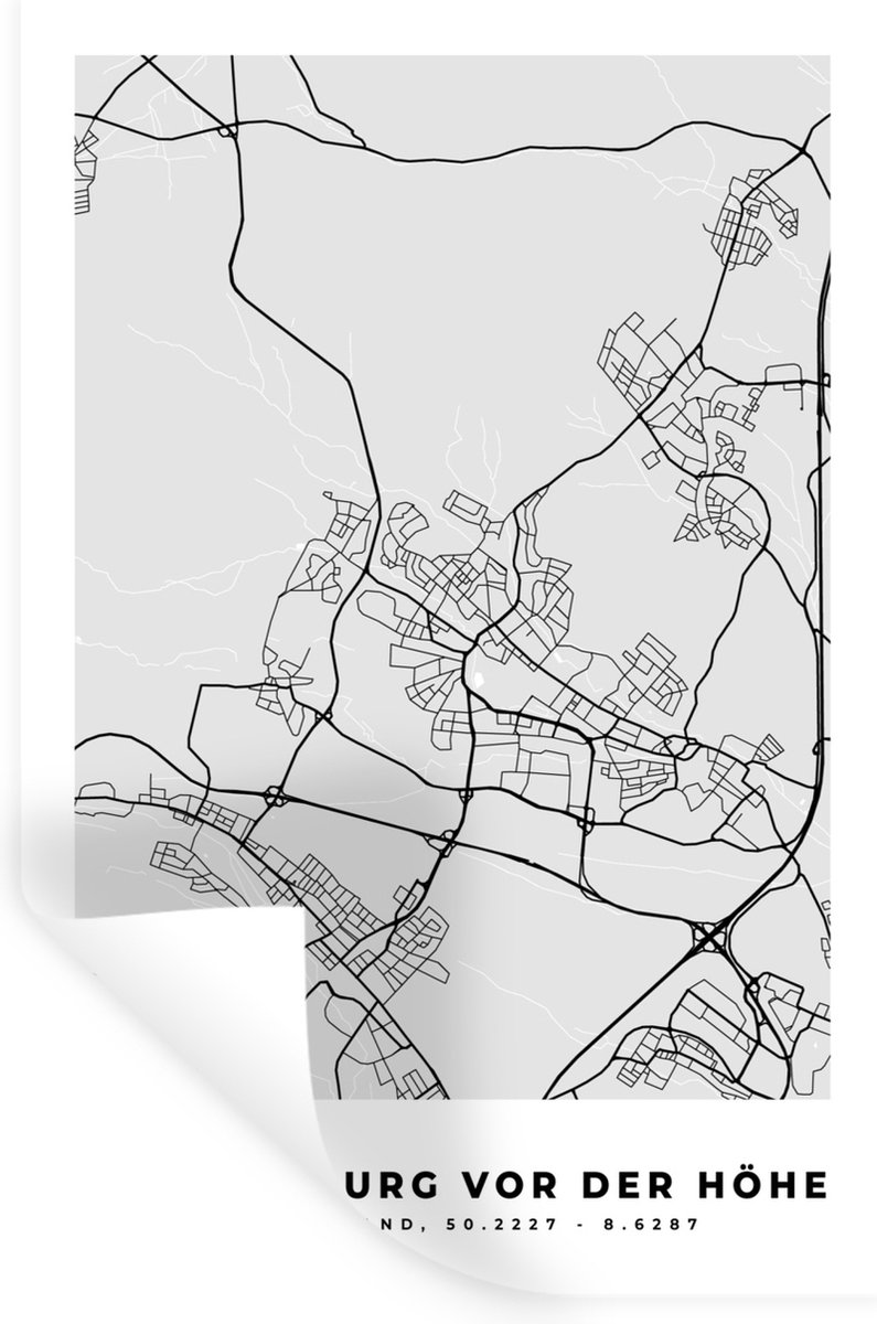 Muurstickers - Sticker Folie - Bad Homburg Vor Der Höhe - Stadskaart - Plattegrond - Duits
