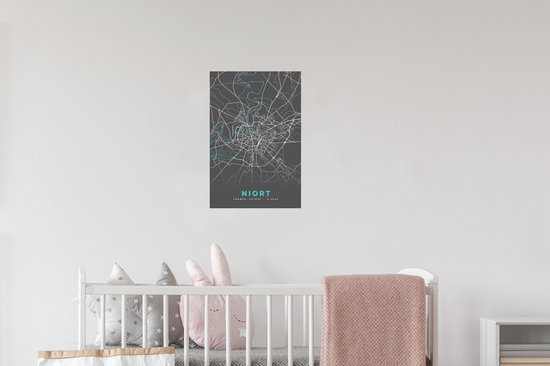 Stickers Stickers muraux - Niort - Carte - Carte - France - Plan de la ville - 20x30 cm - Film adhésif