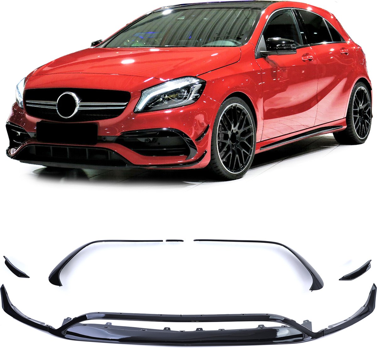Passend Voor Mercedes A Klasse W176 AMG PACK FACELIFT Spoiler Voorspoiler Splitter A45AMG Look A180 A200 A220 A250