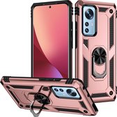 Hoesje Geschikt voor Xiaomi 12 Pro Ring hoesje Hybrid Armor Anti-Shock hoesje Rose Goud - Hoesje Geschikt voor Xiaomi 12 Pro -Hoesje Geschikt voor Xiaomi 12 Pro Hoesje kickstand Ring houder cover TPU backcover hoesje