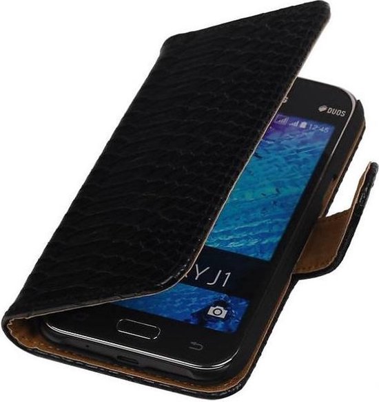 Slang Bookstyle Hoes - Geschikt voor Samsung Galaxy J1 J100F Zwart