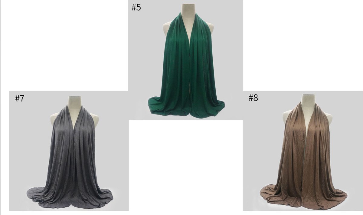 Nieuwjaar Sale! 3Stuks Pashmina - Hoofddoek - Lange Vintage Sjaal - Dunne Omslagdoek - Balinese Stof - 90x180 cm - Smaragd + Grijs + Bruin