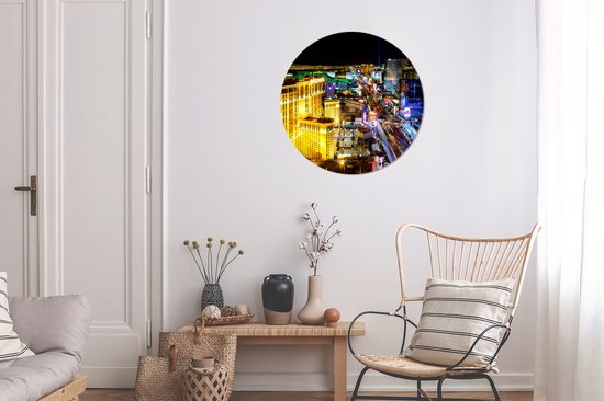 Skyline de nuit de Las Vegas - Feuille de plastique de cercle mural USA