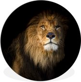WallCircle - Wandcirkel ⌀ 90 - Leeuw - Dier - Zwart - Ronde schilderijen woonkamer - Wandbord rond - Muurdecoratie cirkel - Kamer decoratie binnen - Wanddecoratie muurcirkel - Woonaccessoires