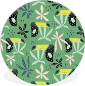 WallCircle - Wall Circle - Wall Circle Indoor - Toucan - Plantes - Vert - 90x90 cm - Décoration murale - Peintures Ronds