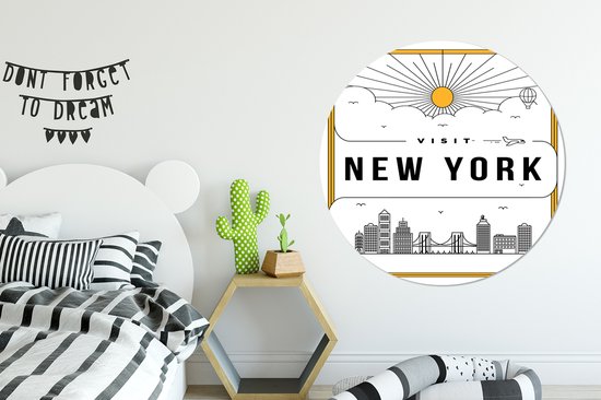 New York feuille de plastique cercle mur blanc