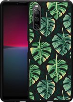 Xperia 10 IV Hoesje Zwart Palm Leaves Large - Designed by Cazy