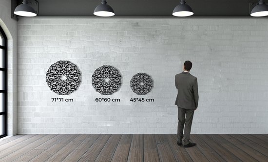 Décoration murale | Mandala | Métal - Art mural | Décoration murale | Salle de séjour |Argent| 44x44cm