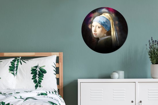 Cercle mural - Plastique - Boucle d'oreille La Fille à la perle - Vermeer - Art - ⌀ 60 cm
