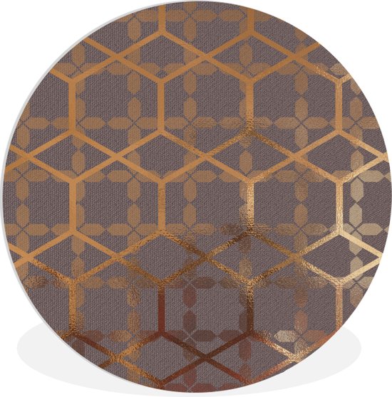 WallCircle - Wandcirkel ⌀ 60 - Patroon - Goud - Paars - Ronde schilderijen woonkamer - Wandbord rond - Muurdecoratie cirkel - Kamer decoratie binnen - Wanddecoratie muurcirkel - Woonaccessoires