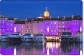 Muismat XXL - Bureau onderlegger - Bureau mat - Paarse tinten in de Franse havenplaats Saint-Tropez - 120x80 cm - XXL muismat