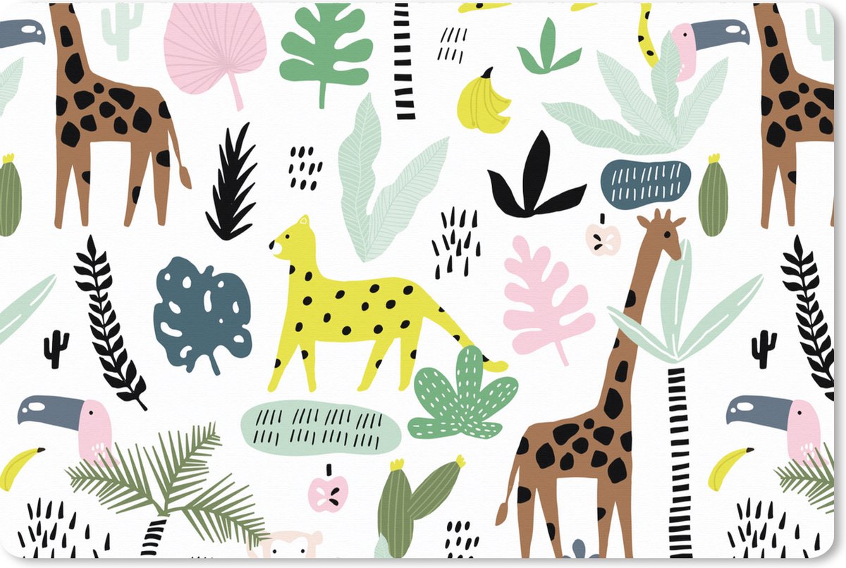 Muismat XXL 120x80 cm - Bureau onderlegger - Bureau mat Jungle - Patronen - Dieren - Bureaumat - Gaming mousepad xl - Bureaulegger groot - Computer deskmat