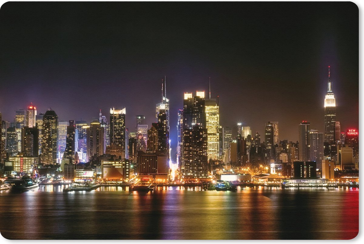Muismat XXL 120x80 cm - Bureau onderlegger - Bureau mat New York - Manhattan - Skyline - Bureaumat - Gaming mousepad xl - Bureaulegger groot - Computer deskmat