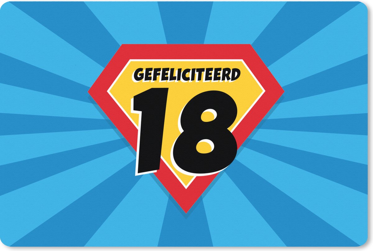 Muismat XXL 90x60 cm - Bureau onderlegger - Bureau mat Verjaardag - 18 jaar - Feest - Bureaumat - Gaming mousepad xl - Bureaulegger groot - Computer deskmat