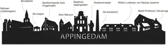 Skyline Appingedam Bois Zwart - 120 cm - Décoration design - Décoration murale