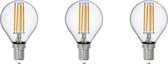 LED Lamp - Filament - Trion Tropin - Set 3 Stuks - E14 Fitting - 2W - Warm Wit-2700K - Transparant Helder -  Glas