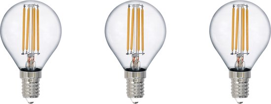 LED Lamp - Filament - Trion Tropin - Set 3 Stuks - E14 Fitting - 2W - Warm Wit-2700K - Transparant Helder -  Glas