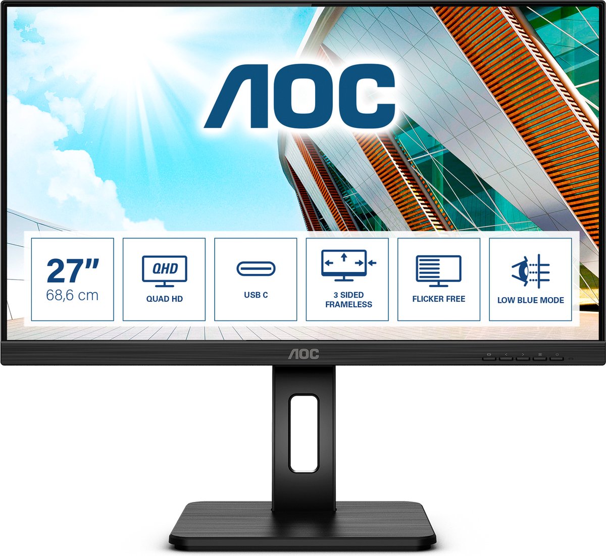 AOC P2 Q27P2CA computer monitor 68,6 cm (27) 2560 x 1440 Pixels 2K Ultra HD LED Zwart