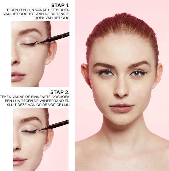 Stappenplan voor het aanbrengen van eyeliner met L'Oréal Paris Perfect Slim by Superliner. Toont vrouw met eyeliner.