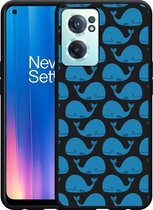 OnePlus Nord CE2 Hoesje Zwart Whales - Designed by Cazy