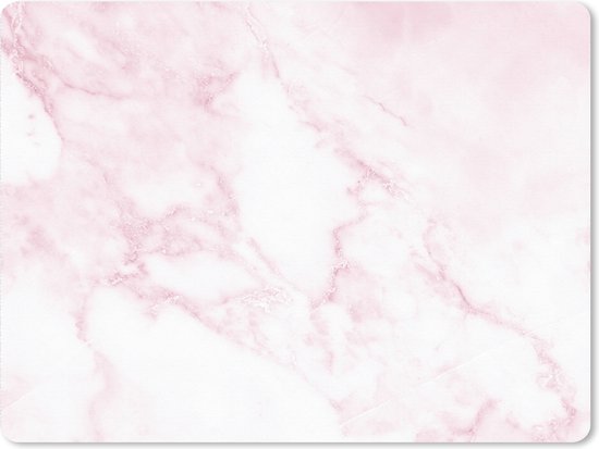 Tapis de souris XXL - Sous-main - Tapis de bureau - Marbre - Wit - Rose - Chic - Aspect marbre - 80x60 cm - Tapis de souris XXL