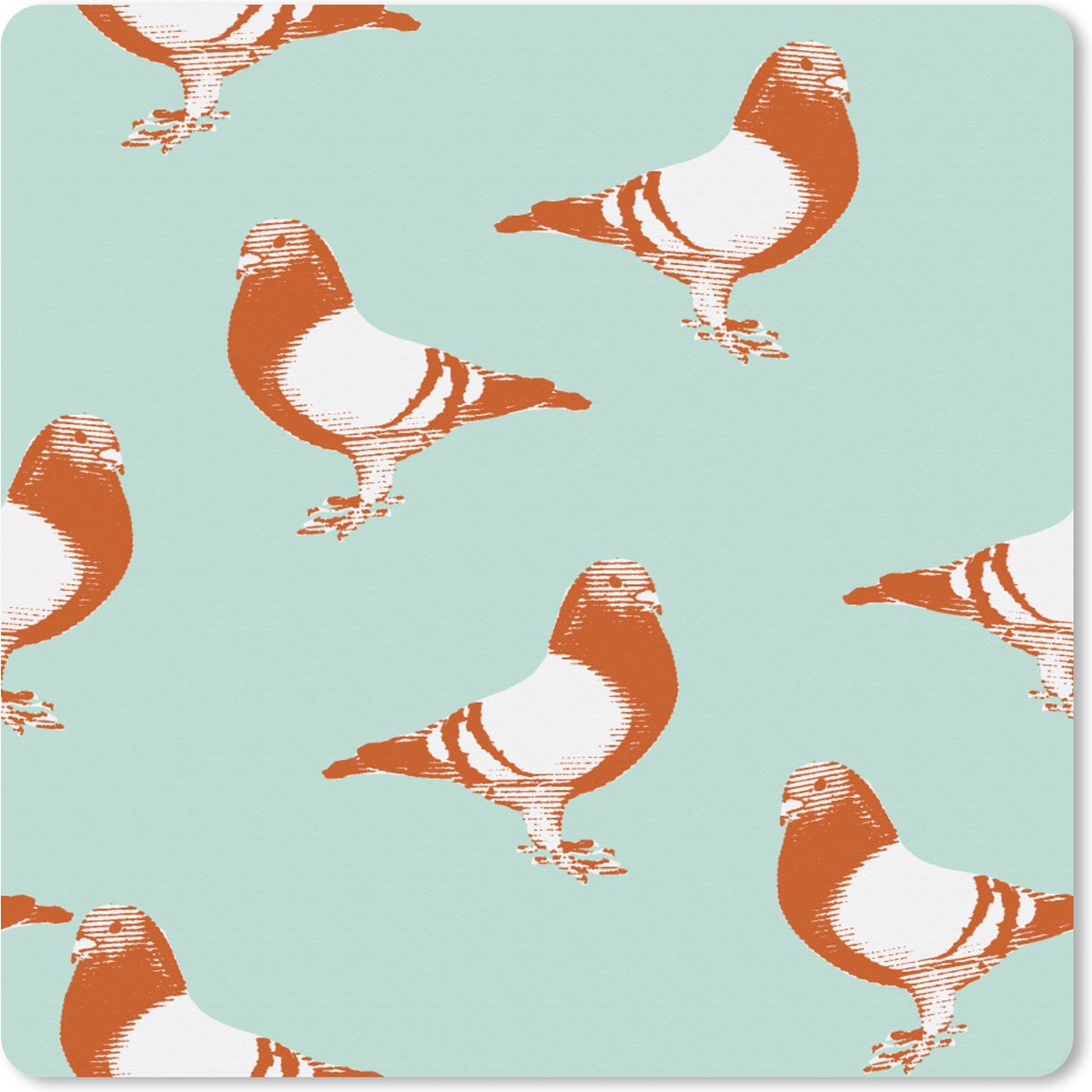 Muismat XXL 40x40 cm - Bureau onderlegger - Bureau mat Duif - Vogel - Patroon - Bureaumat - Gaming mousepad xl - Bureaulegger groot - Computer deskmat