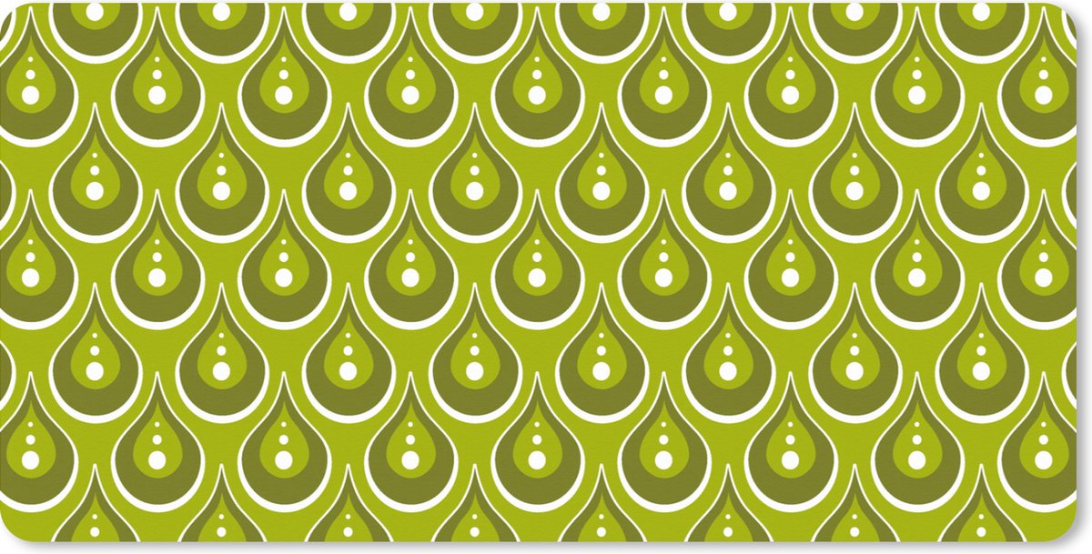 Muismat XXL 80x40 cm - Bureau onderlegger - Bureau mat Patronen - Retro - Regen - Druppel - Groen - Bureaumat - Gaming mousepad xl - Bureaulegger groot - Computer deskmat