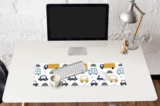 Muismat XXL 90x30 cm - Bureau onderlegger - Bureau mat Patroon - Jongens - Auto - Kind - Bureaumat - Gaming mousepad xl - Bureaulegger groot - Computer deskmat