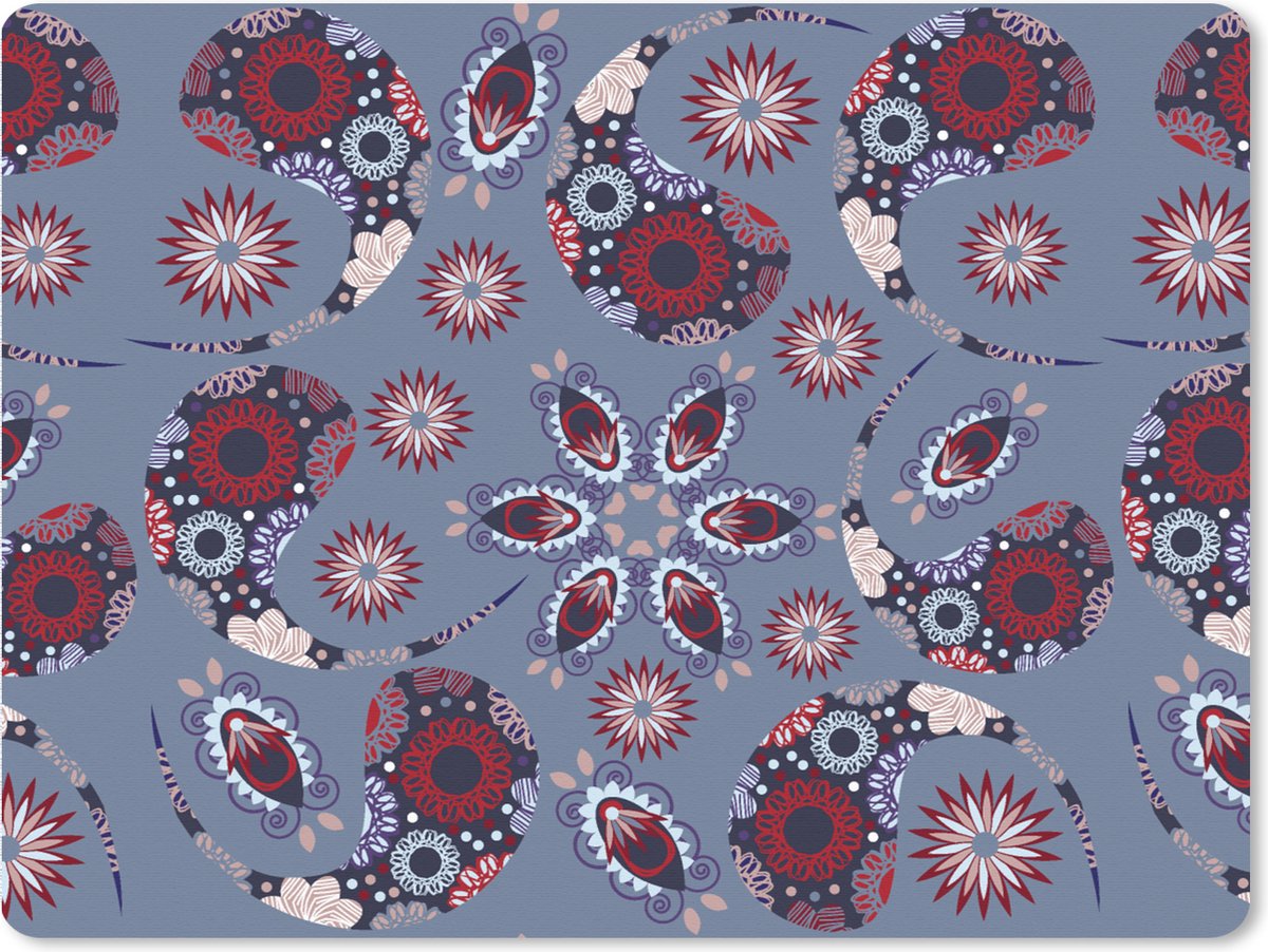 Muismat XXL 80x60 cm - Bureau onderlegger - Bureau mat Paisley - Bloemen - Patronen - Bureaumat - Gaming mousepad xl - Bureaulegger groot - Computer deskmat