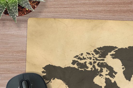 Tapis de souris XXL - Sous-main - Tapis de bureau - Wereldkaart - Sépia - Vintage - Marron - 120x80 cm - Tapis de souris XXL