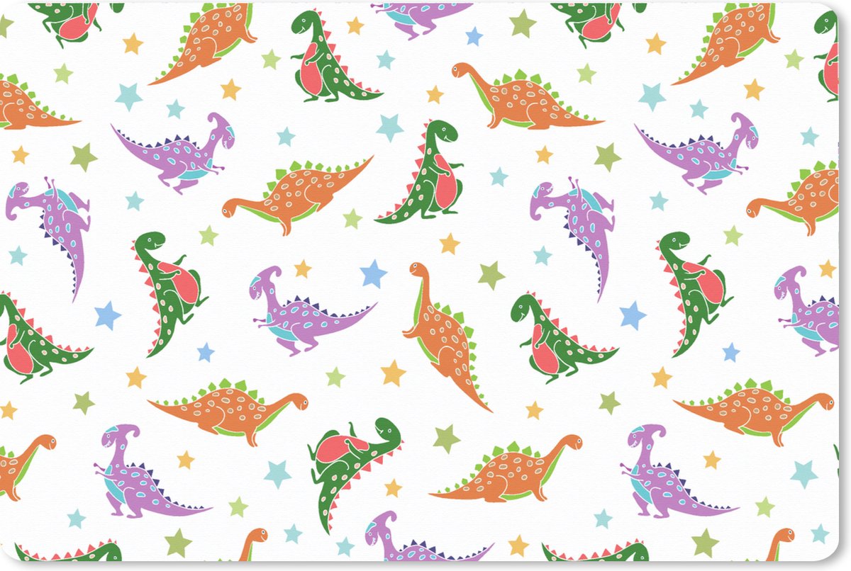 Muismat XXL 90x60 cm - Bureau onderlegger - Bureau mat Dino - Patronen - Sterren - Jongens - Meisjes - Kinderen - Kids - Bureaumat - Gaming mousepad xl - Bureaulegger groot - Computer deskmat