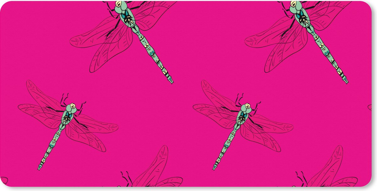 Muismat XXL 120x60 cm - Bureau onderlegger - Bureau mat Meiden - Libelle - Insecten - Patronen - Girl - Kids - Kinderen - Kind - Bureaumat - Gaming mousepad xl - Bureaulegger groot - Computer deskmat