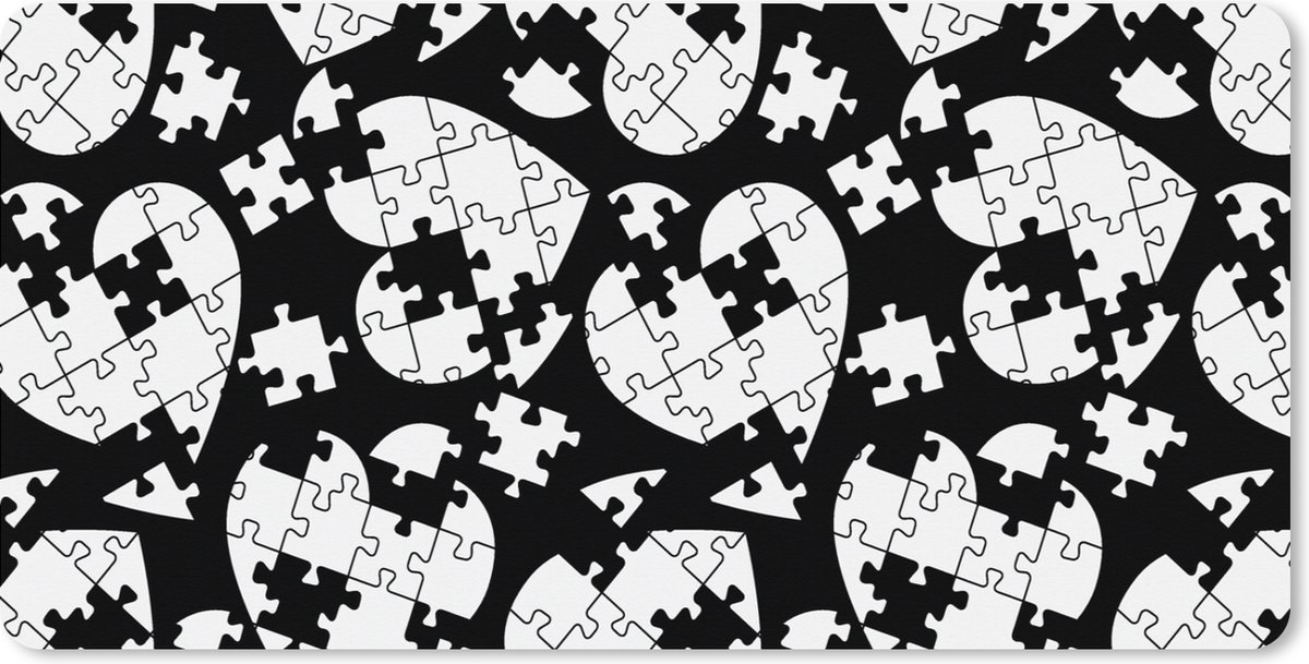 Muismat XXL 120x60 cm - Bureau onderlegger - Bureau mat Meiden - Puzzel - Hart - Patronen - Girl - Kids - Kinderen - Bureaumat - Gaming mousepad xl - Bureaulegger groot - Computer deskmat