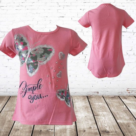 T-shirt Filles Simply You rose 98/104 - s&C-98/104-t-shirts filles