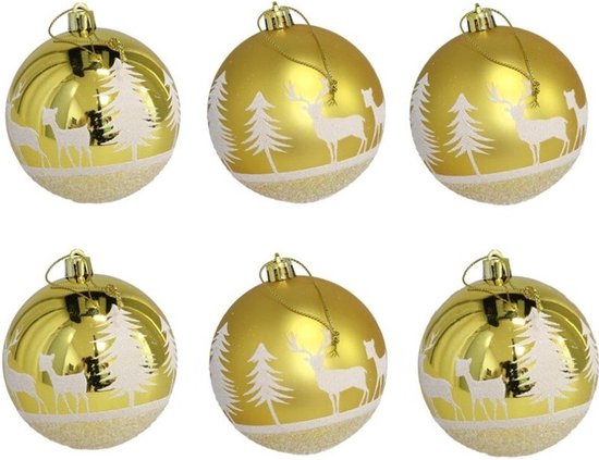 6 x Boules de Noël décorées en plastique doré diamètre 6 cm - Décoration de  sapin de Noël | bol.com