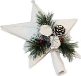 Kunststof kerstboom ster piek wit lengte 21 cm - Kerstpieken - Voor bomen tussen de 120 en 180 cm