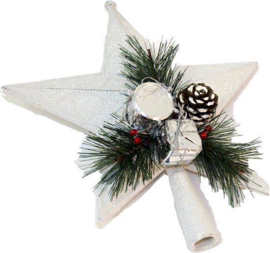 Kunststof kerstboom ster piek wit lengte 21 cm - Kerstpieken - Voor bomen  tussen de... | bol.com