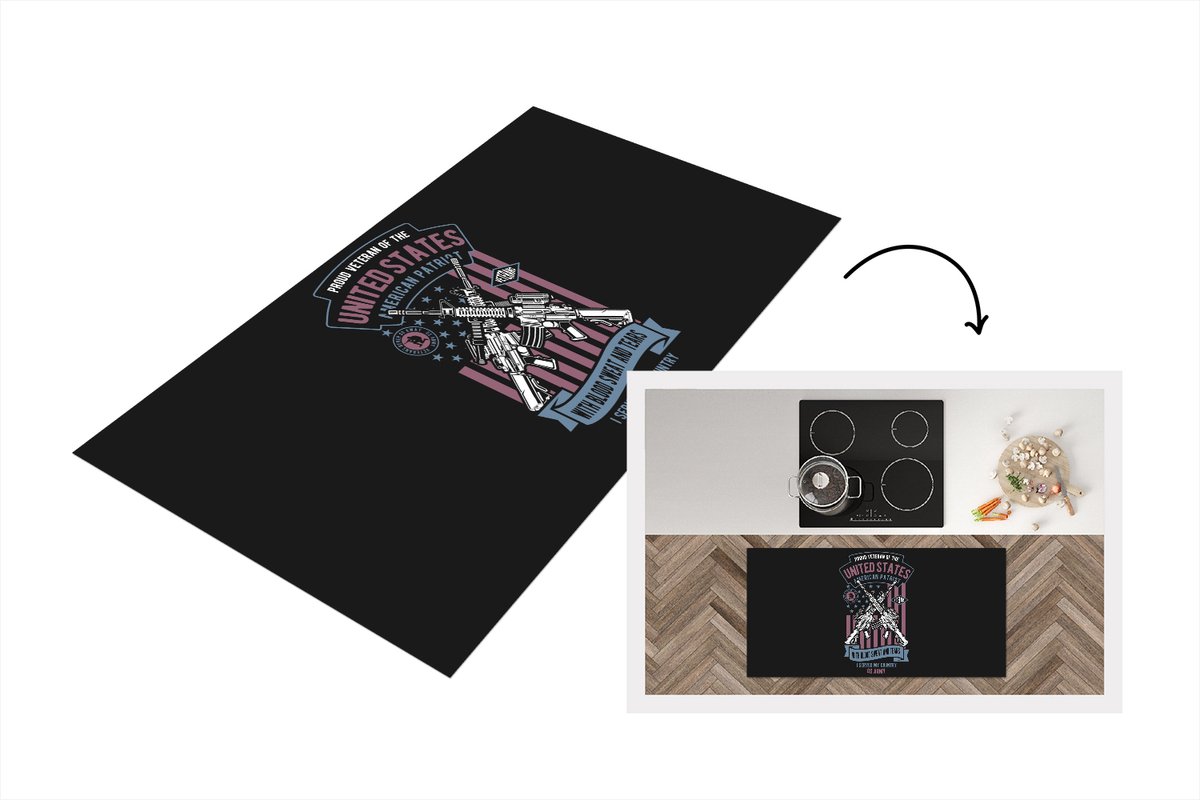 KitchenYeah Keukenloper - Loper keuken - Wapens - Amerika - Vintage - 120x60 cm - Keukenloper vinyl Multicolor
