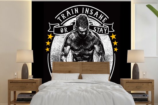 Papier peint - Papier peint photo murale Mancave - Sport - Poids - Rétro - Largeur 300 cm x Hauteur 300 cm