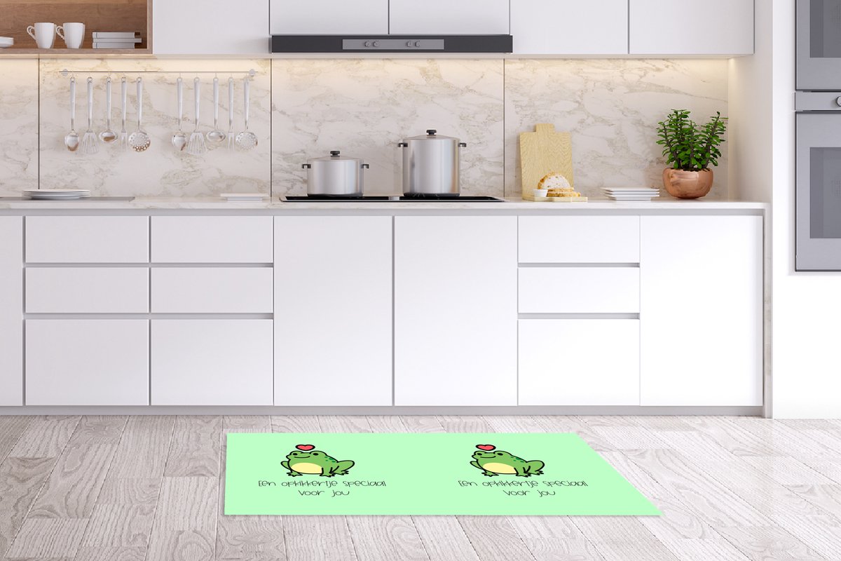 KitchenYeah Keukenloper - Loper keuken - Beterschap - Quote - Dieren - Opkikker - 120x60 cm - Keukenloper vinyl Multicolor
