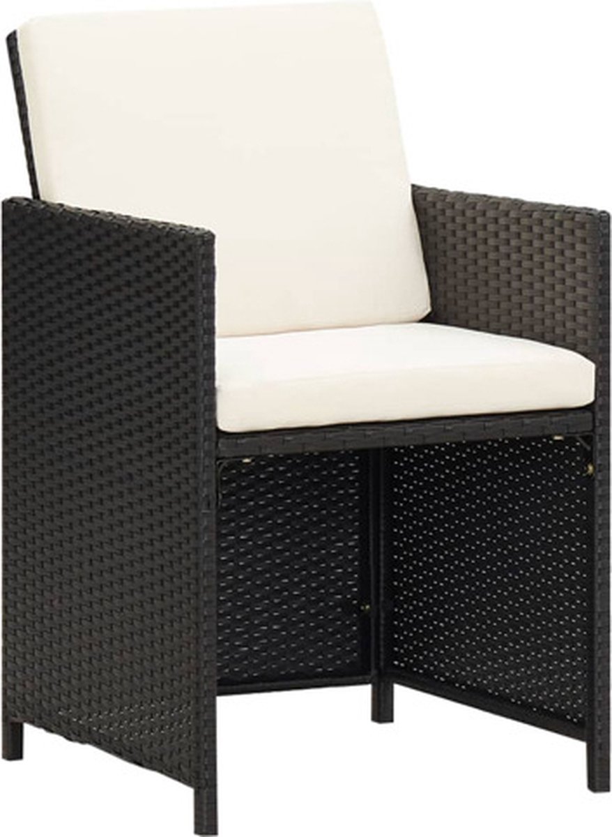 vidaXL - Tuinstoelen - 2 - st - met - kussens - poly - rattan - zwart