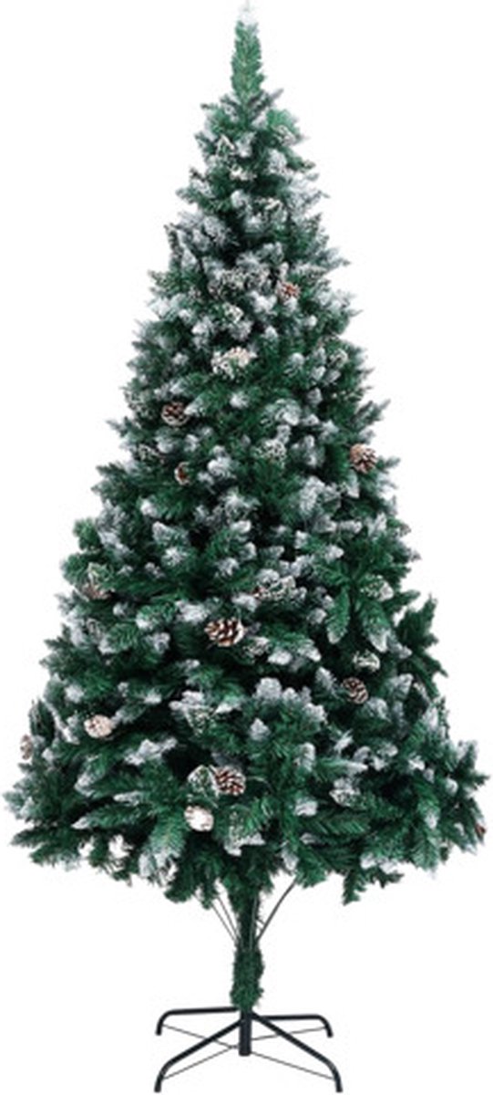 Bol.com vidaXL - Kunstkerstboom - met - dennenappels - en - witte - sneeuw - 240 - cm aanbieding