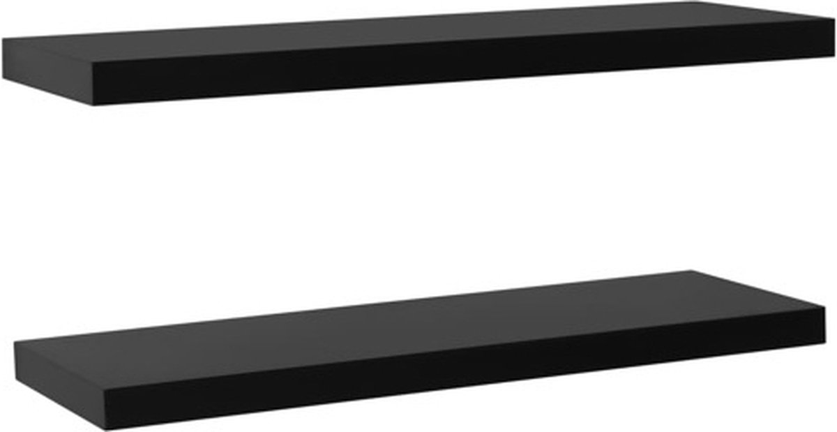 vidaXL Wandschappen - zwevend - 2 - st - 120x20x3,8 - cm - zwart