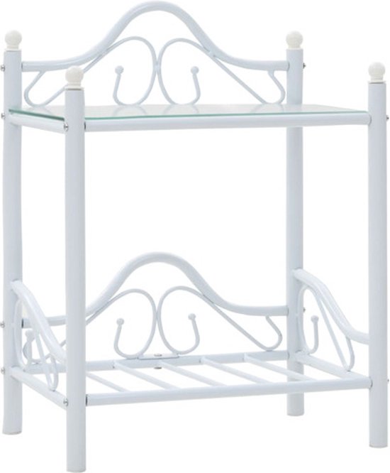 vidaXL Nachtkastjes 45x30.5x60 cm staal en gehard glas wit
