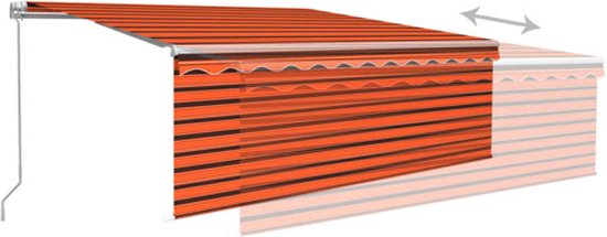 vidaXL Auvent extensible manuellement avec store enrouleur 4,5x3m Orange Marron