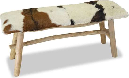 vidaXL Banc en cuir véritable teck