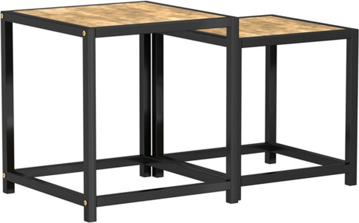 vidaXL Salontafels - 2 - st - MDF - zwart - en - geel zwart en geel